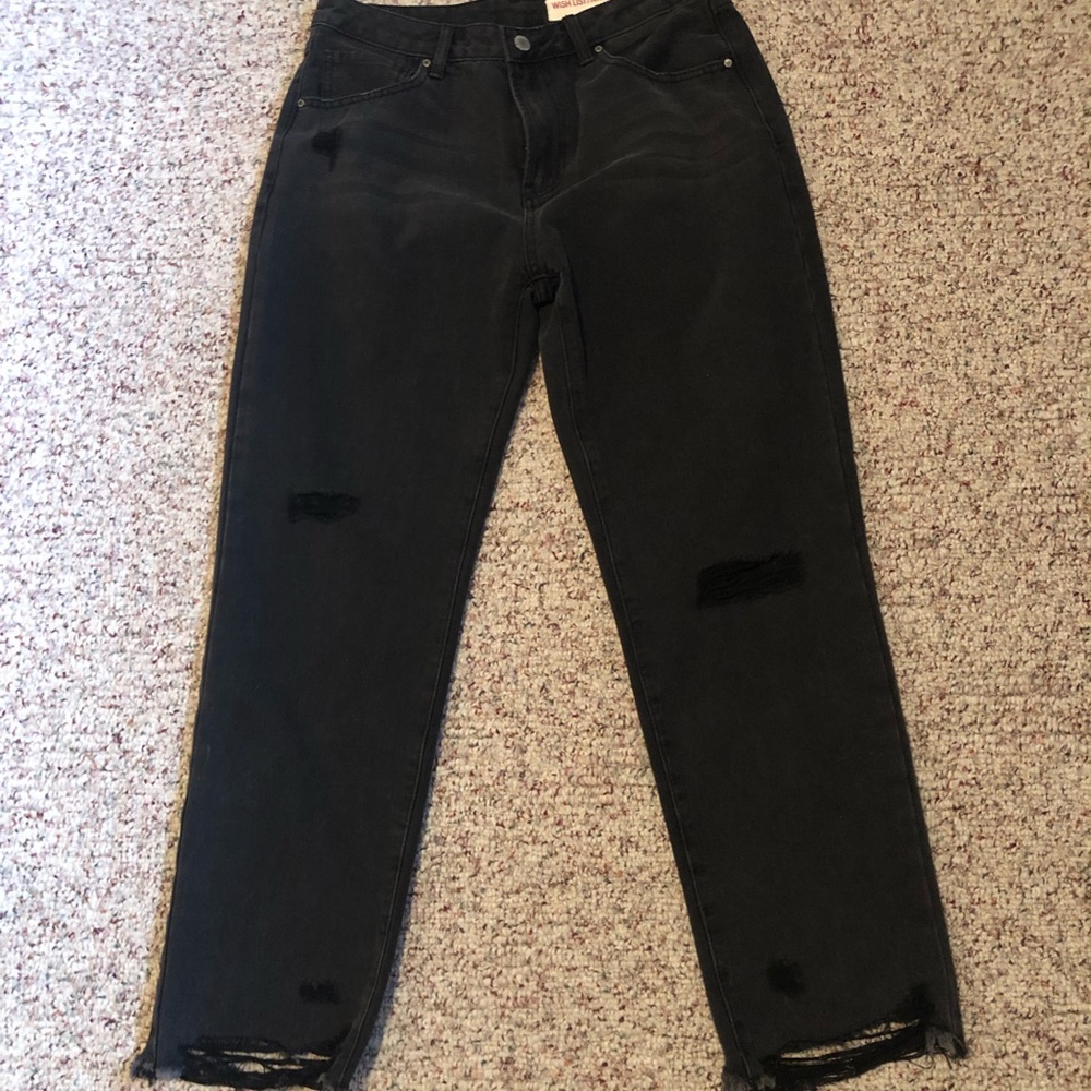Wishlist brand black boyfriend/mom jeans distressed NWT size Large